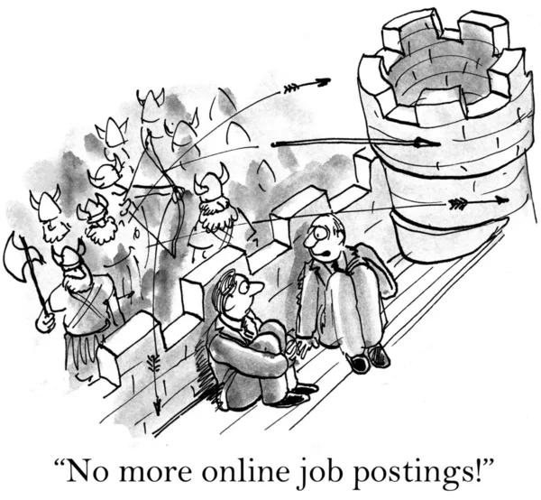 Desenhos animados ilustração - Não mais postagens de emprego on-line ! — Fotografia de Stock