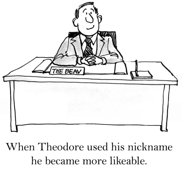 Cartoon illustration - nickname at work — Stock Photo, Image