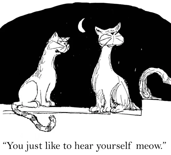 Ilustracja - Kot lubi słuchać siebie kreskówka meow — Zdjęcie stockowe