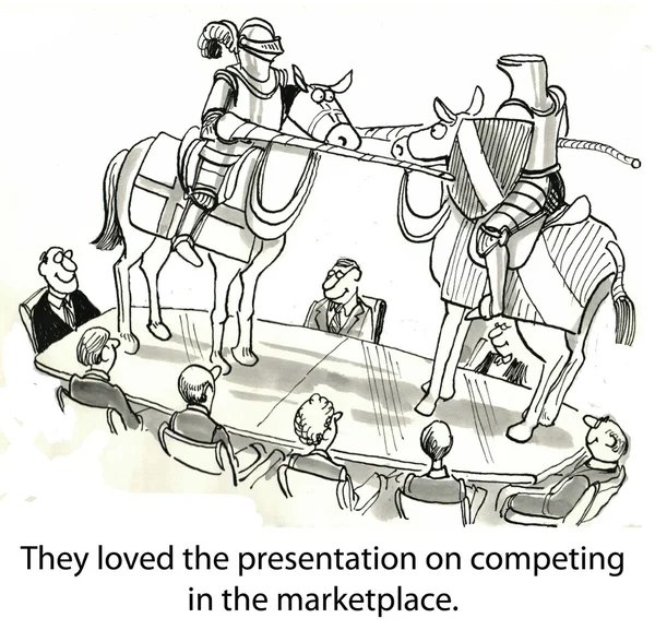 Cartoon illustration - Knight presentation — Stock Photo, Image