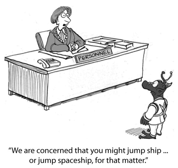 Cartoon illustration - alien human resources