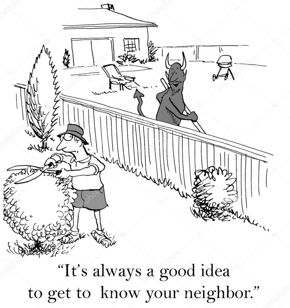 Cartoon illustration - know your neighbor