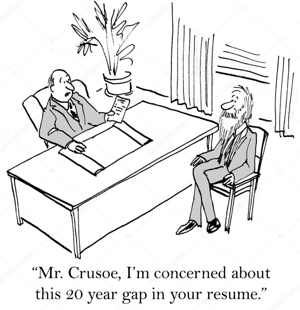 Cartoon illustration - Robinson Crusoe resume