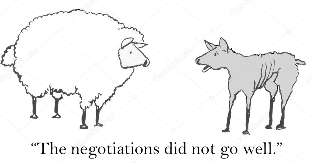Cartoon illustration - Sheep negotiations