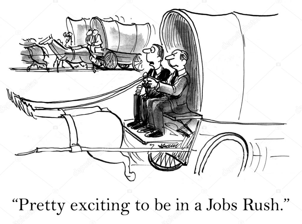 Cartoon illustration - be in jobs rush