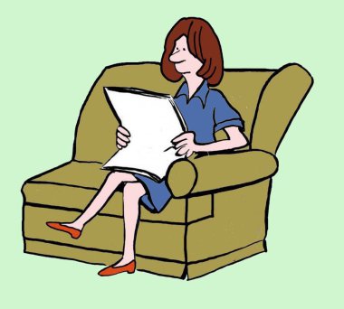 Gazete okuyan kadın