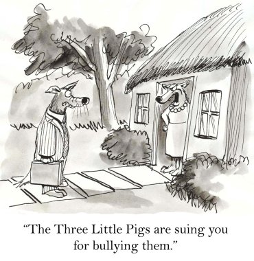 Wolf and his wife. Cartoon illustration