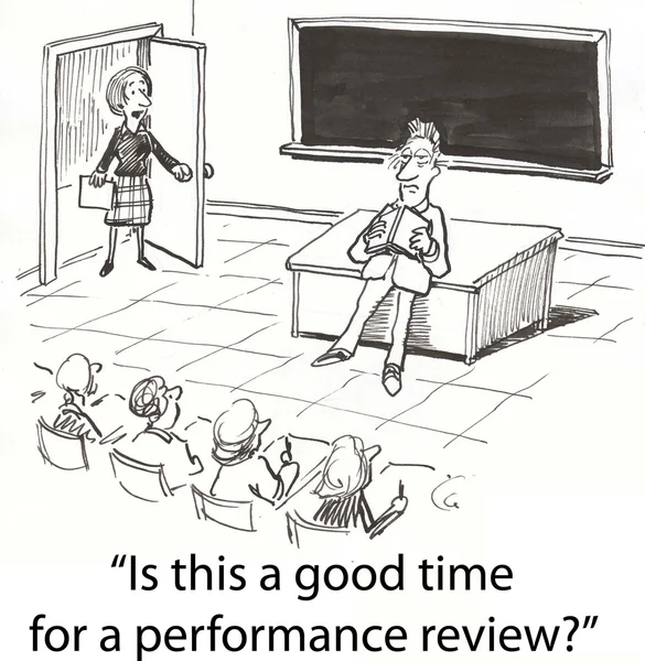 Principal breaks in on tired teacher. — Stock Photo, Image
