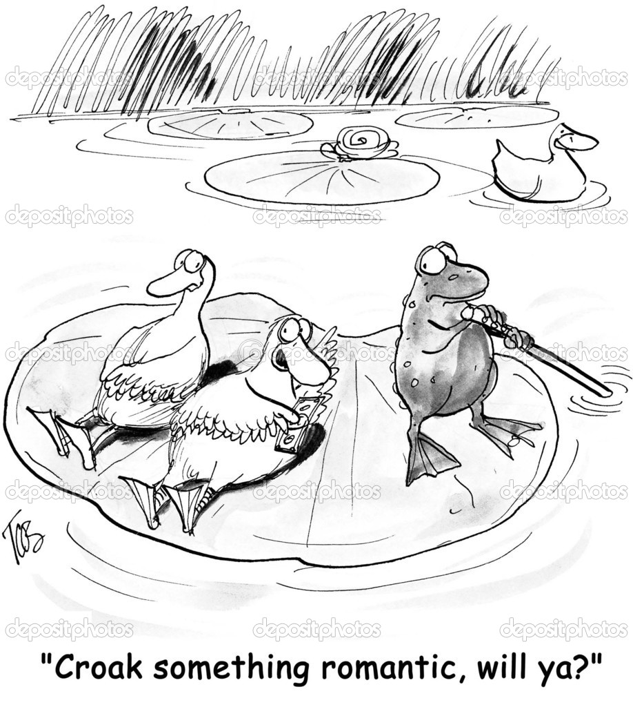 Duck wants frog to croak a song