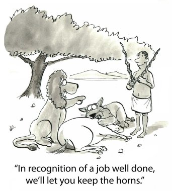 Aslan bir adamın boynuzu hakkında sorar.