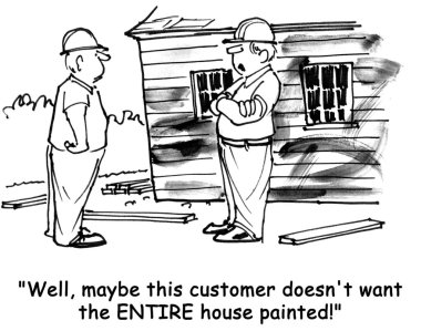 Man is not totally happy with the painting subcontractor. clipart