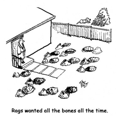 Rags wanted all the bones all the time. clipart