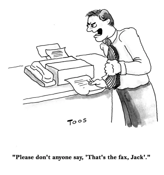 Homem irritado com fax — Fotografia de Stock