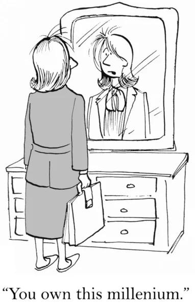 Meisje alvorens de spiegel — Stockfoto