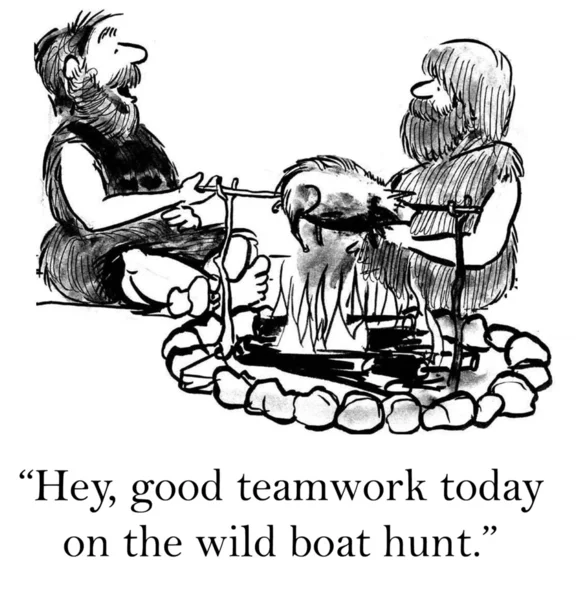 Good teamwork on the wild boar hunt. — Stock Photo, Image