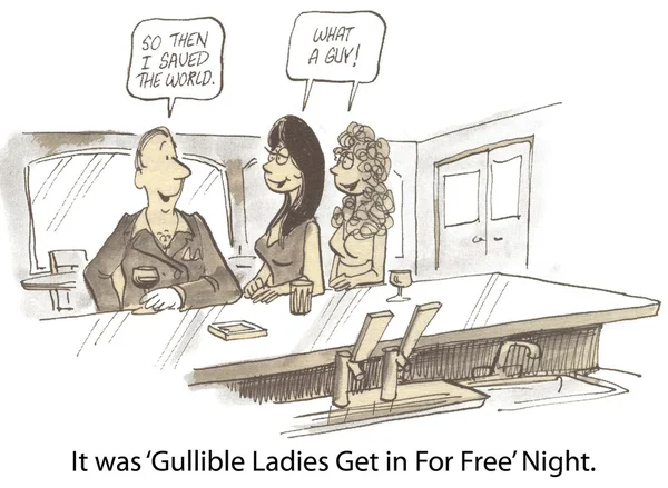 Het was nacht 'cullible dames krijgen gratis' — Stockfoto