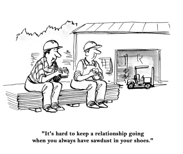 Two building contractors eating