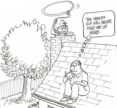 adam bir elf çatıda gizleme