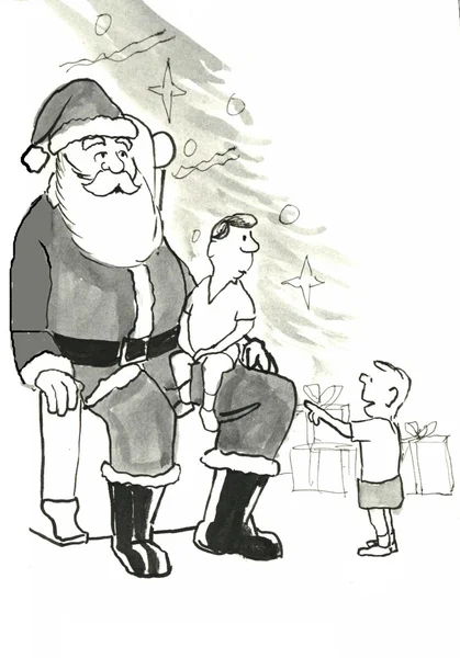 Santa met kinderen — Stockfoto