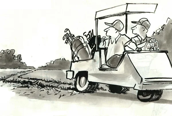 Człowiek idzie do gry w golfa — Zdjęcie stockowe