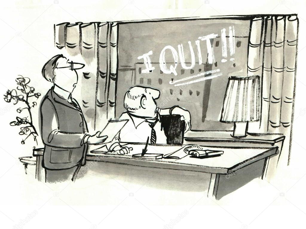 Employee writes 'I quit' on boss' window.