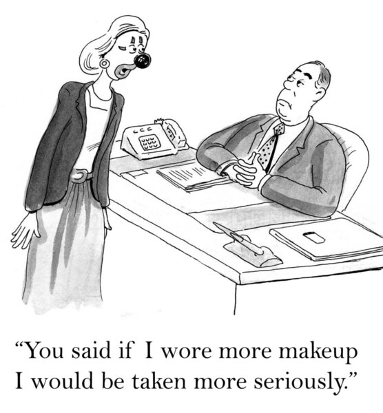 Woman wear makeup to be serious