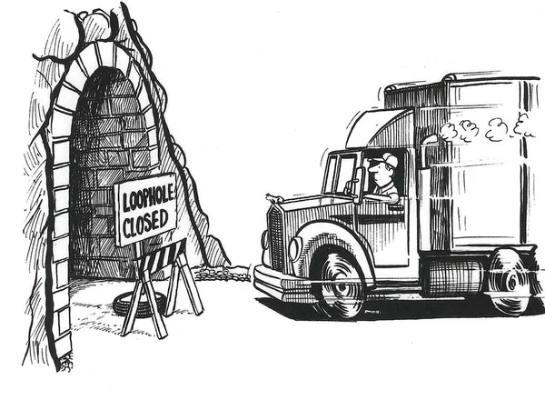 Trucker Drives His Vehicle Closed Tunnel — Zdjęcie stockowe