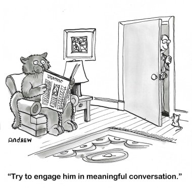 A mouse is told by his therapist to get along with cat.