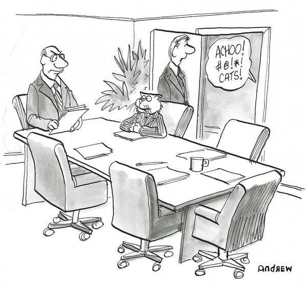 An executive is allergic to cats.