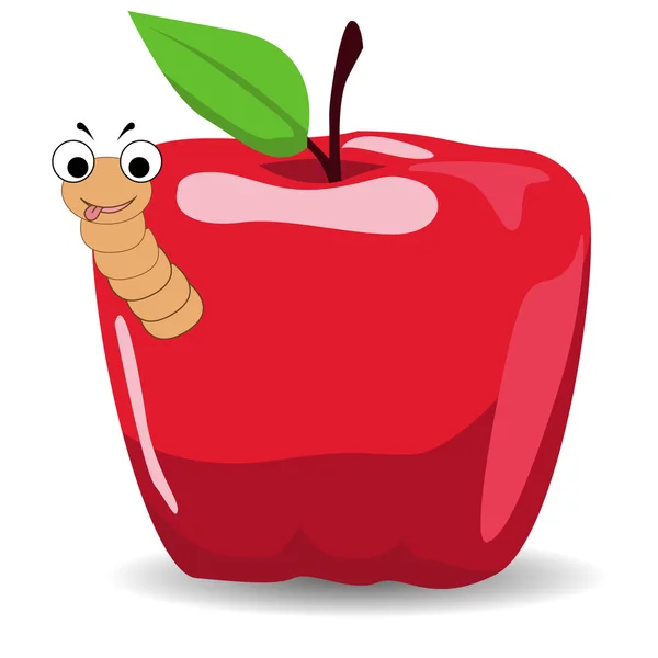 Apfel mit Wurm — Stockvektor