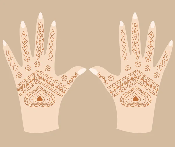 Hands with henna — Stock Vector