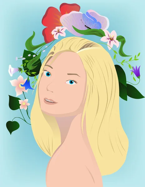 Блондинка з квітами — стоковий вектор