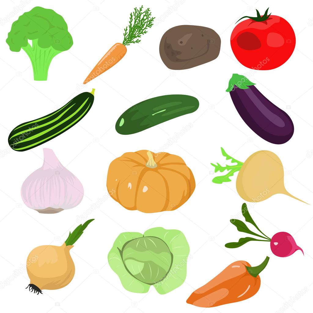Conjunto De Verduras De Dibujos Animados Imagen Vectorial De