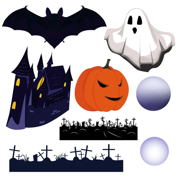 Ensemble de symboles d'Halloween — Image vectorielle