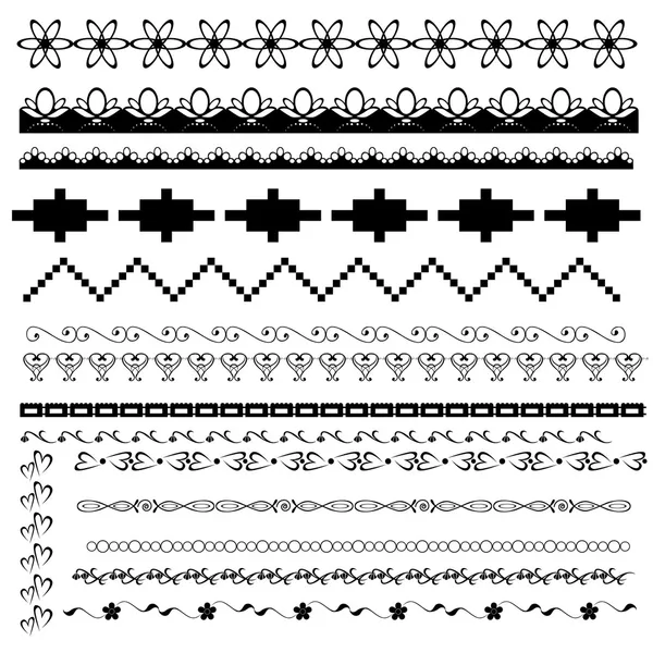 Conjunto de bordes en blanco y negro — Vector de stock