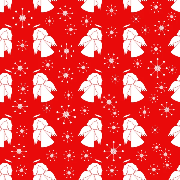 圣诞无缝模式带天使 — 图库矢量图片