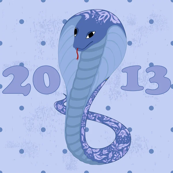 Serpente blu con patetrn grunge floreale — Vettoriale Stock