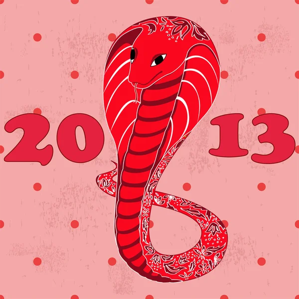 Serpent rouge avec motif floral grunge — Image vectorielle