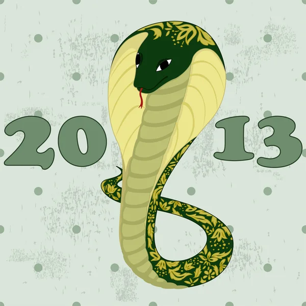 Snake, green snake met bloemmotief — Stockvector