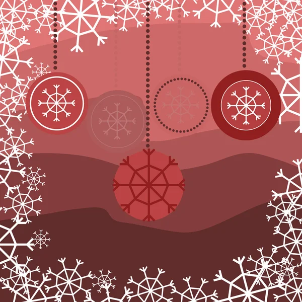 Fondo rojo con juguetes de Navidad — Vector de stock