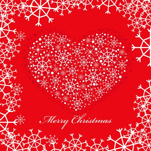 Red christmas background with heart — Stock Vector