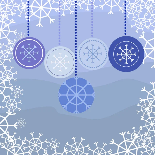 Fondo azul con juguetes de Navidad — Vector de stock