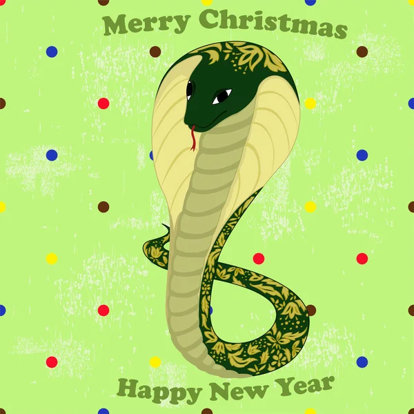 Serpiente verde con patrón floral — Vector de stock