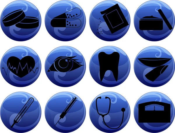 Medical icons on buttons — Stock Vector