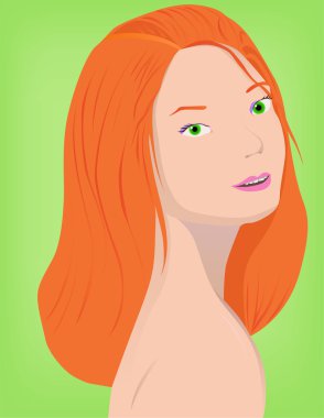 Kızıl saçlı kız yeşil