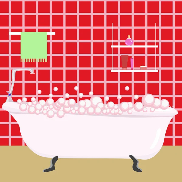 Salle de bain rouge — Image vectorielle