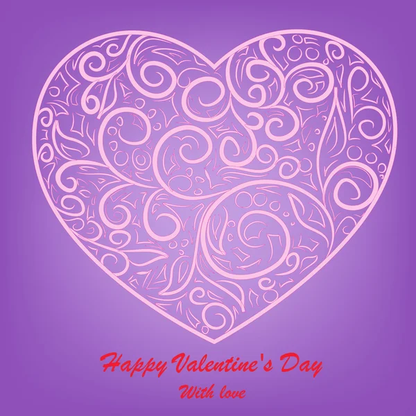 Pink heart on lilac background — Stockvector