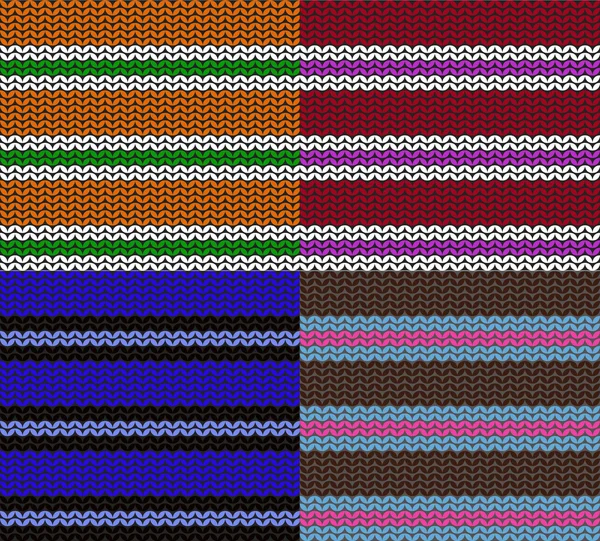 Набор полосатых шаблонов вязания — стоковый вектор