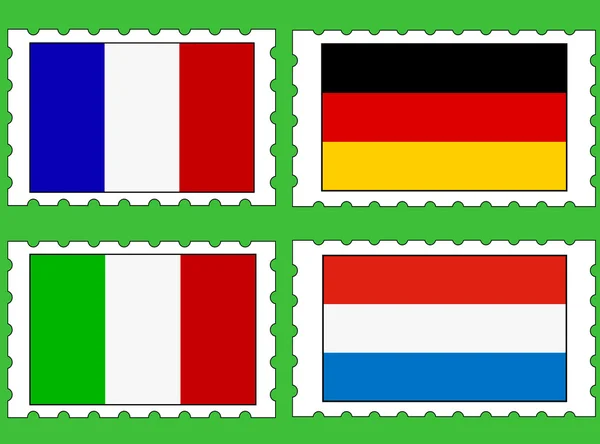 Francobolli con bandiere — Vettoriale Stock