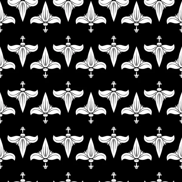 Black-seamless-pattern con gigli — Vettoriale Stock